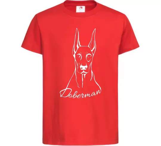 Детская футболка Doberman White Красный фото
