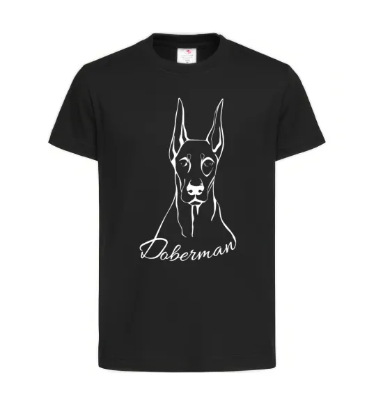 Детская футболка Doberman White Черный фото