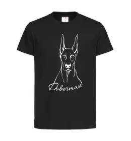 Детская футболка Doberman White Черный фото