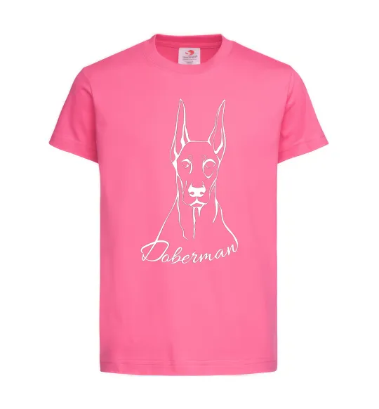 Детская футболка Doberman White Ярко-розовый фото