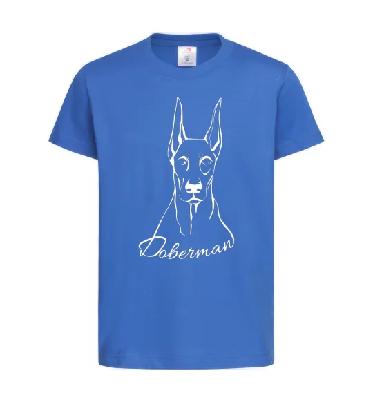 Детская футболка Doberman White Ярко-синий фото
