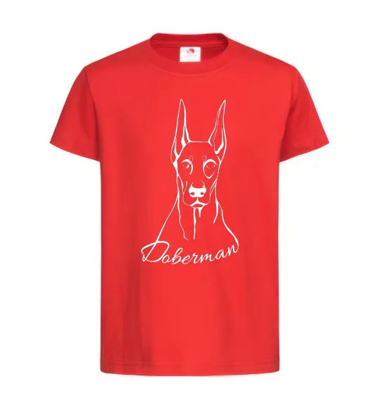 Детская футболка Doberman White Красный фото