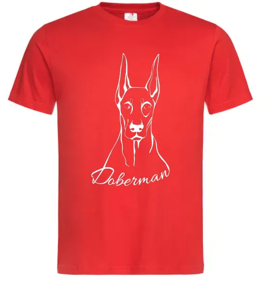 Чоловіча футболка Doberman White Червоний фото