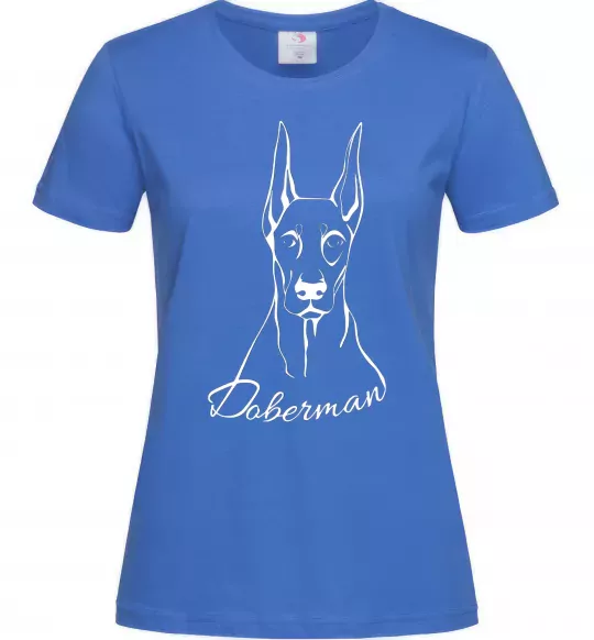 Женская футболка Doberman White Ярко-синий фото
