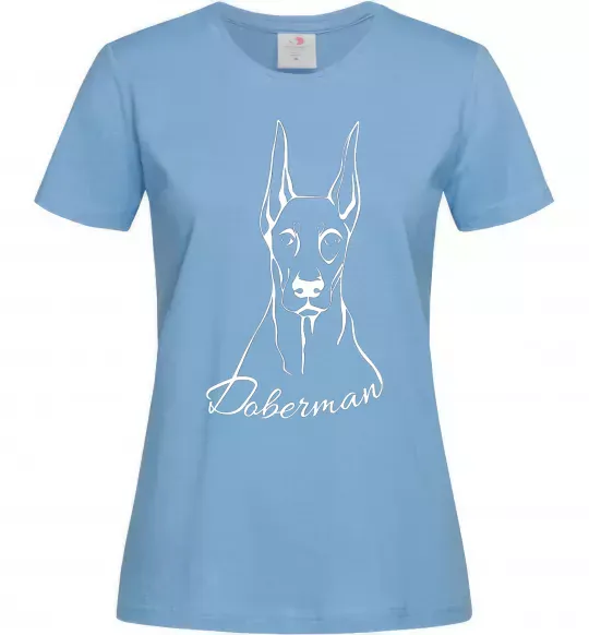 Женская футболка Doberman White Голубой фото