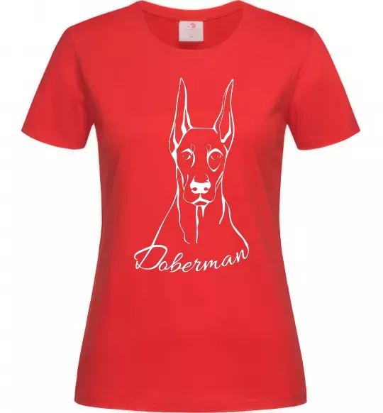 Женская футболка Doberman White Красный фото