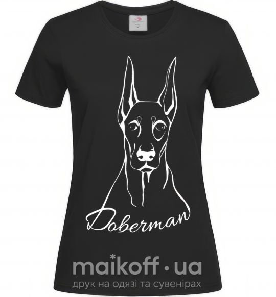 Женская футболка Doberman White Черный фото