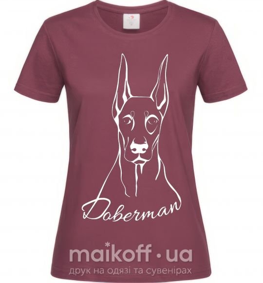 Женская футболка Doberman White Бордовый фото