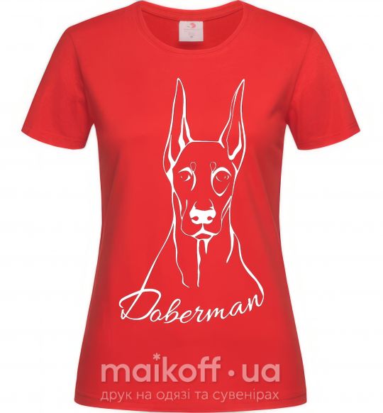 Женская футболка Doberman White Красный фото