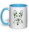 Чашка з кольоровою ручкою German Shepherd dog №2 Блакитний фото