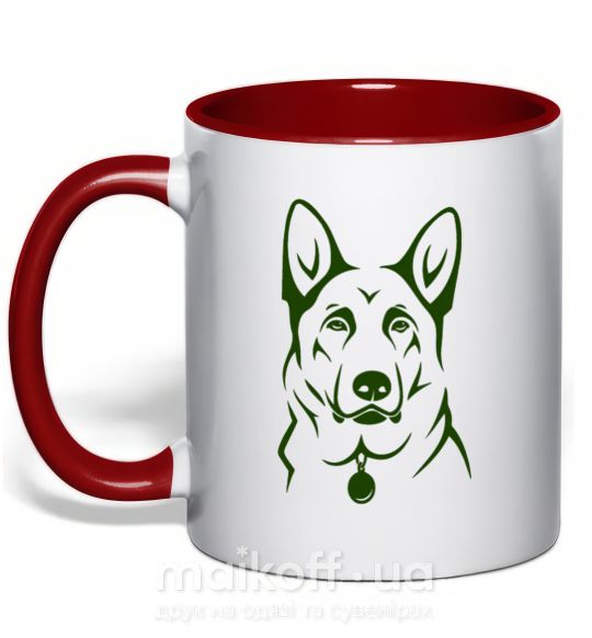 Чашка с цветной ручкой German Shepherd dog №2 Красный фото