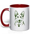 Чашка з кольоровою ручкою German Shepherd dog №2 Червоний фото