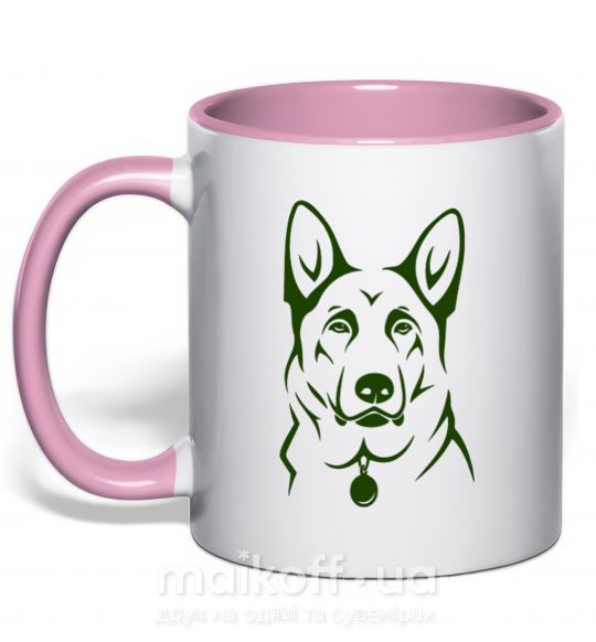 Чашка с цветной ручкой German Shepherd dog №2 Нежно розовый фото