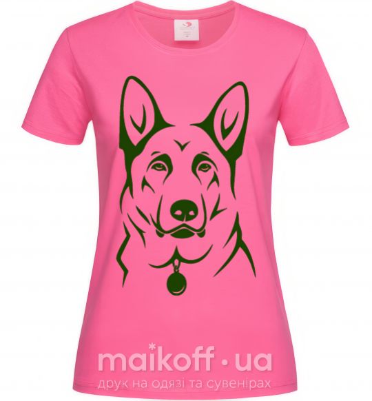 Женская футболка German Shepherd dog №2 Ярко-розовый фото