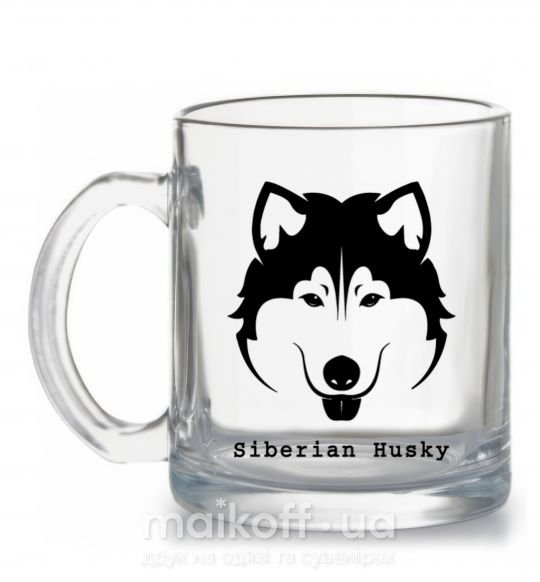 Чашка скляна Siberian Husky Прозорий фото