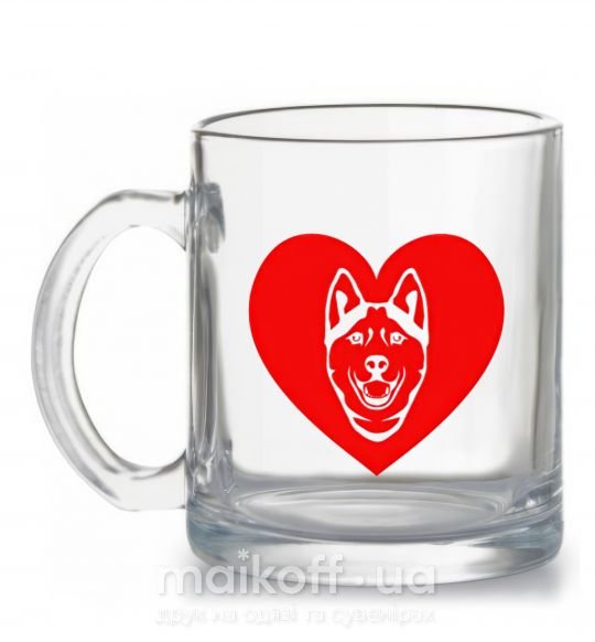 Чашка скляна Love Husky Прозорий фото