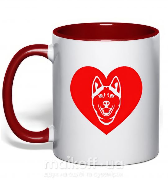 Чашка с цветной ручкой Love Husky Красный фото