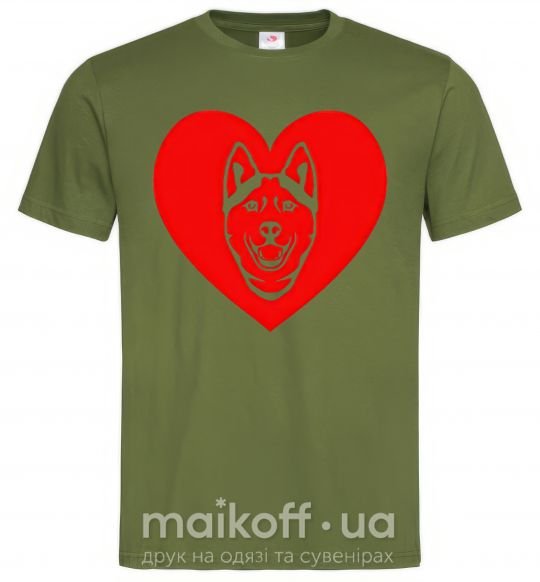 Мужская футболка Love Husky Оливковый фото