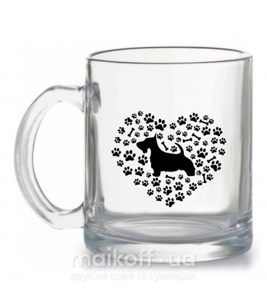 Чашка скляна Love scotch terrier Прозорий фото