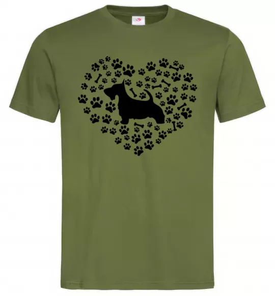 Чоловіча футболка Love scotch terrier Оливковий фото