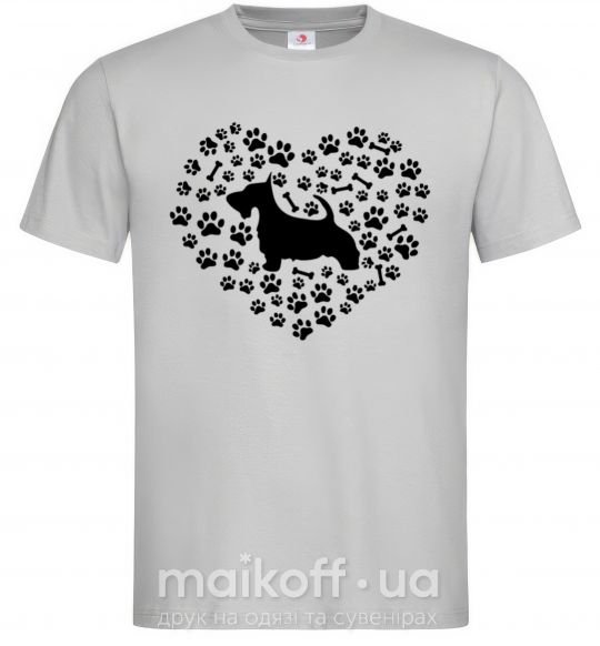 Мужская футболка Love scotch terrier Серый фото