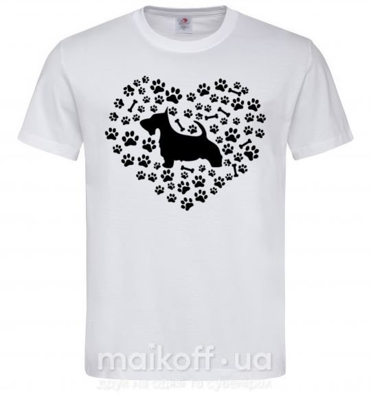 Мужская футболка Love scotch terrier Белый фото