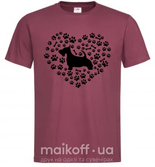 Мужская футболка Love scotch terrier Бордовый фото