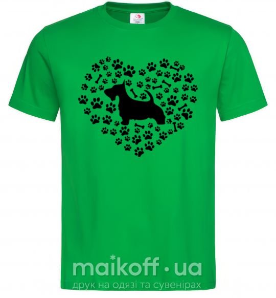 Мужская футболка Love scotch terrier Зеленый фото