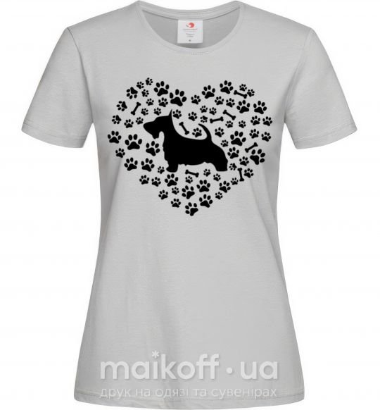 Женская футболка Love scotch terrier Серый фото