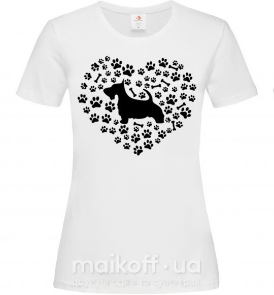 Женская футболка Love scotch terrier Белый фото