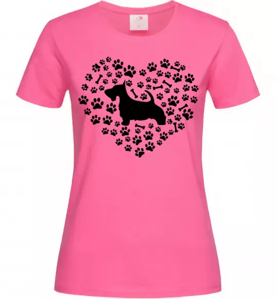 Жіноча футболка Love scotch terrier Яскраво-рожевий фото