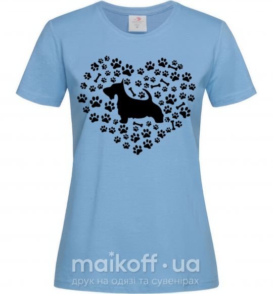 Жіноча футболка Love scotch terrier Блакитний фото