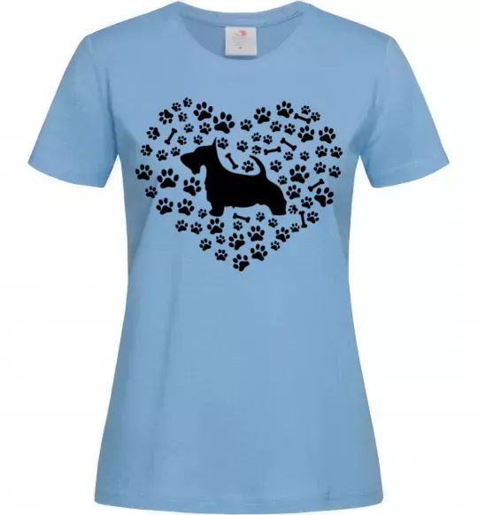 Жіноча футболка Love scotch terrier Блакитний фото