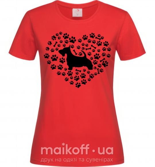 Женская футболка Love scotch terrier Красный фото