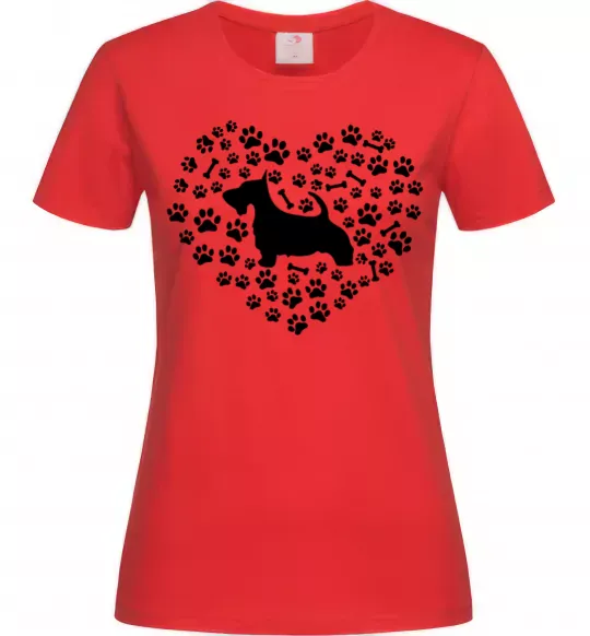 Жіноча футболка Love scotch terrier Червоний фото
