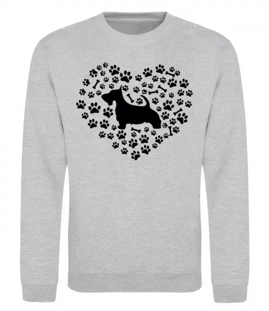 Свитшот Love scotch terrier Серый меланж фото