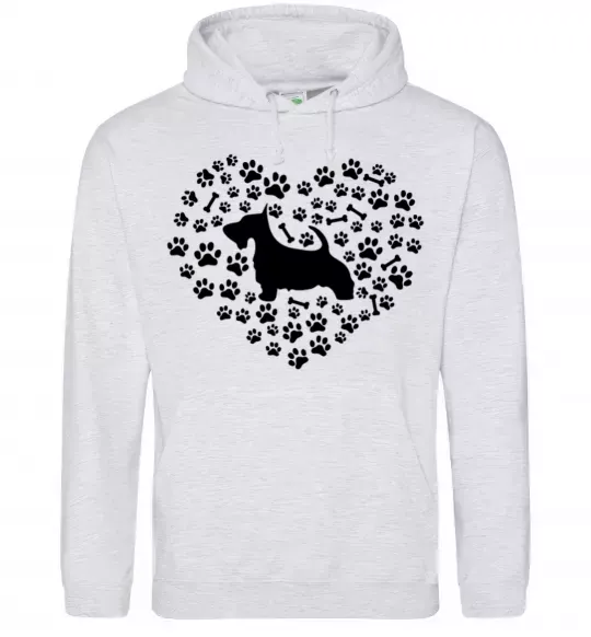 Чоловіча толстовка (худі) Love scotch terrier Сірий меланж фото