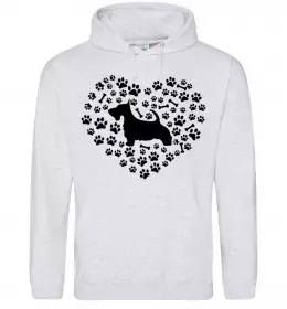 Женская толстовка (худи) Love scotch terrier Серый меланж фото