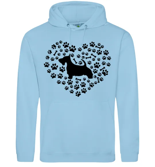 Жіноча толстовка (худі) Love scotch terrier Блакитний фото