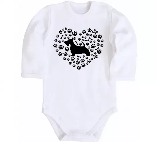 Дитячий бодік Love scotch terrier Білий фото