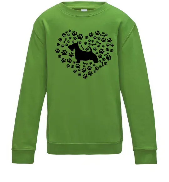 Дитячий світшот Love scotch terrier Лаймовий фото