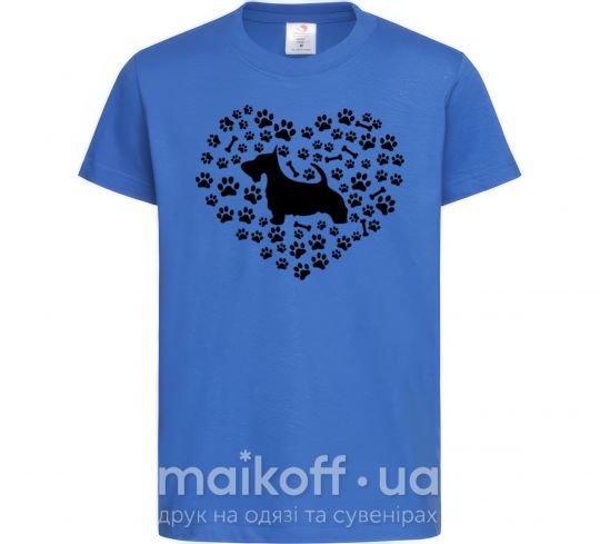 Детская футболка Love scotch terrier Ярко-синий фото