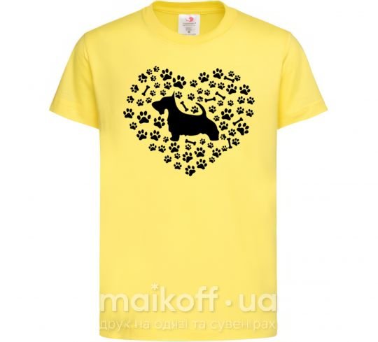 Детская футболка Love scotch terrier Лимонный фото