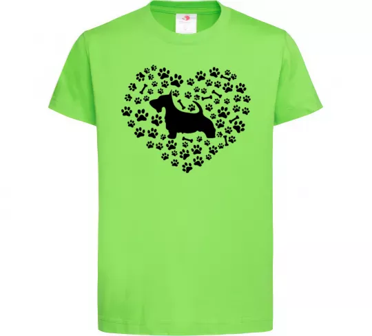 Детская футболка Love scotch terrier Лаймовый фото