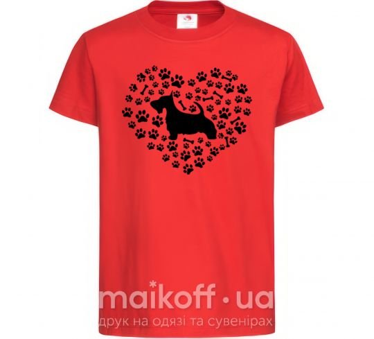 Детская футболка Love scotch terrier Красный фото
