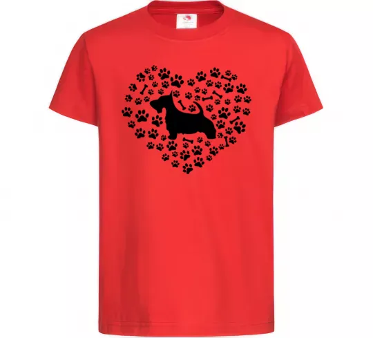 Детская футболка Love scotch terrier Красный фото