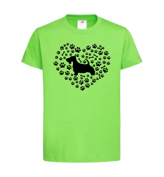 Дитяча футболка Love scotch terrier Лаймовий фото