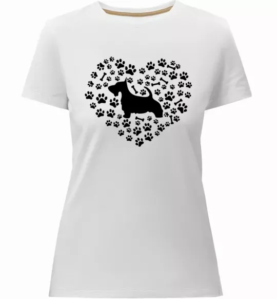 Жіноча преміум футболка Love scotch terrier Білий фото