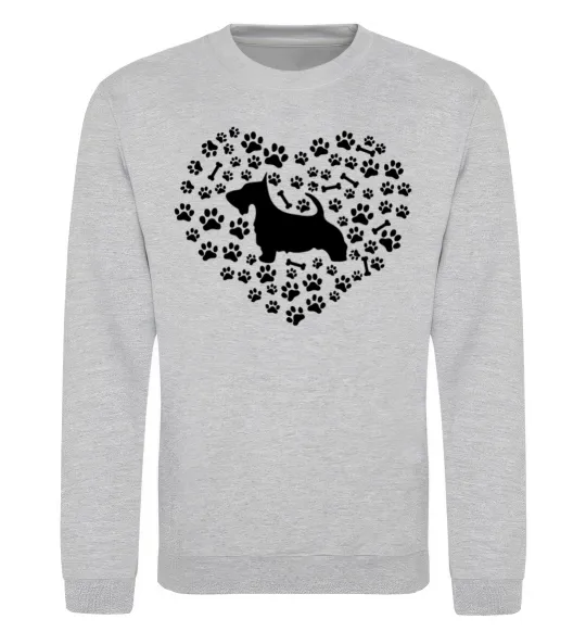 Свитшот Love scotch terrier Серый меланж фото