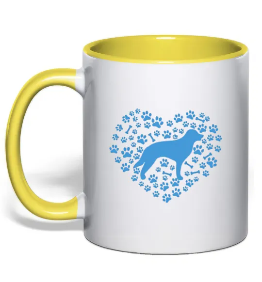 Чашка з кольоровою ручкою Love retriever Лимонний фото